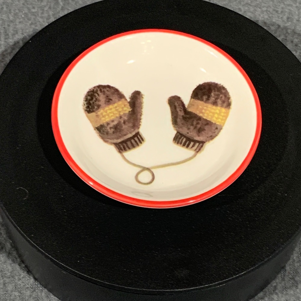 Creative Co-Op Trinket Dish Replacement 4" Angela Staehling Winter Mittens Plate